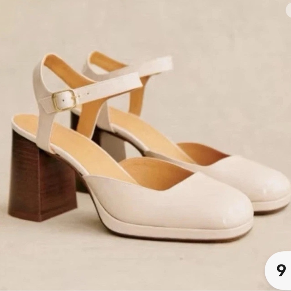 Elegant Cream Block Heel Sandals
